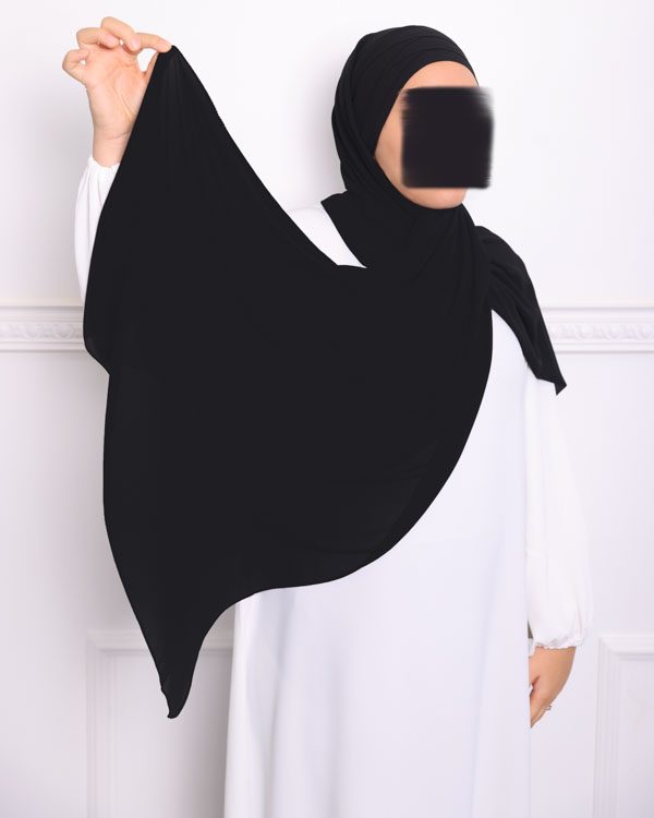 Hijab pas cher a enfiler en mousseline croise hijab croisé mousseline hijab pas cher noir